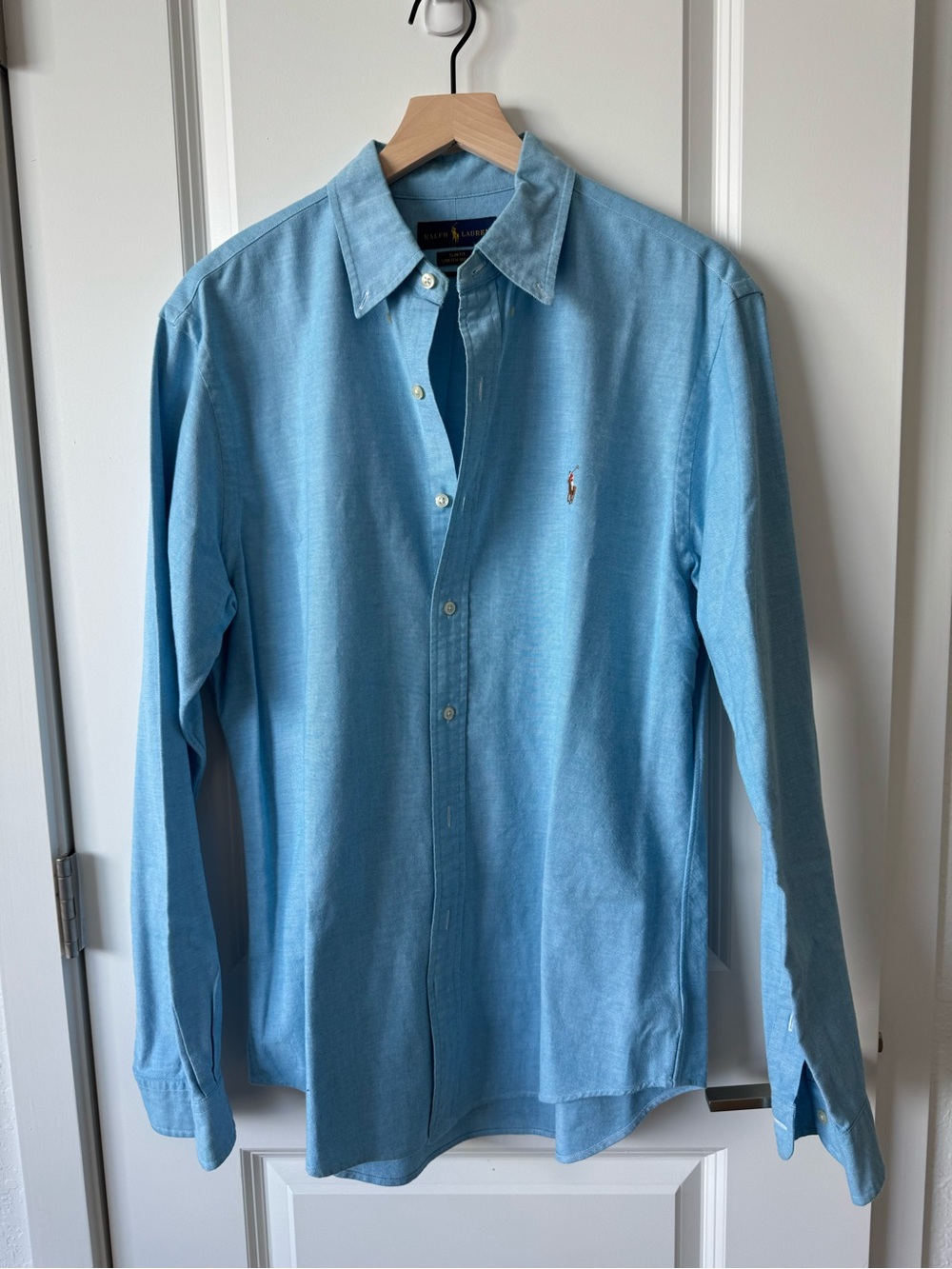 Polo Ralph Lauren Mens L Blue Slim Fit Stretch Oxford Shirt